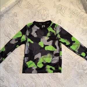 Russell Athletic Green and Black Camo Kids Rashguard